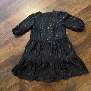 Ann Taylor Black Midi Dress with Subtle Patterns